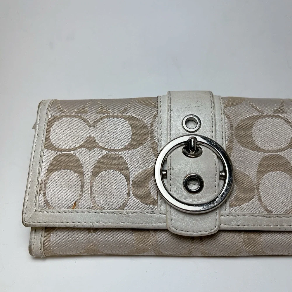 Coach Womens Canvas Folded Credit Card Tan Wallet